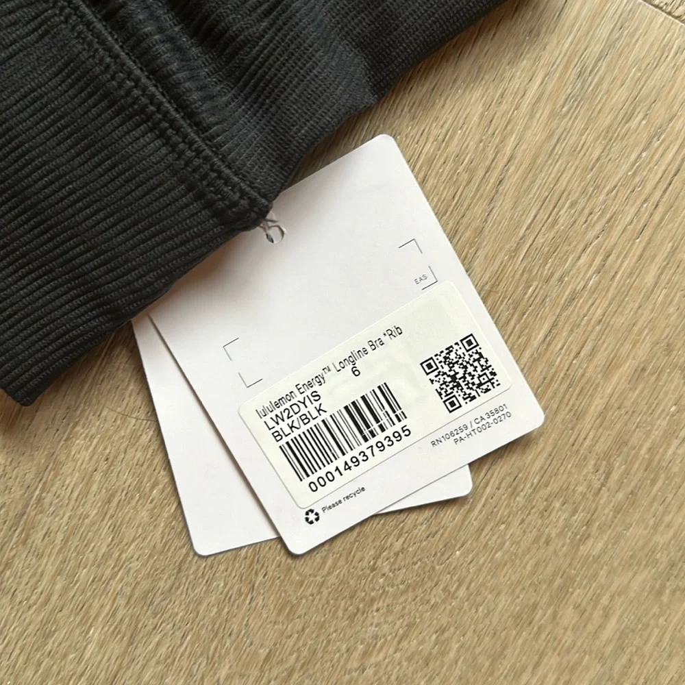NWT energy longline bra ribbed black size 6 lululemon - Picture 4 of 12